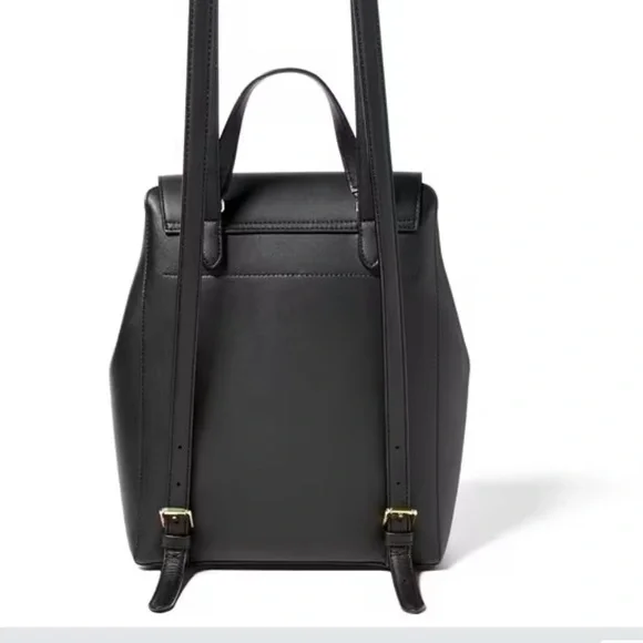 Lauren Ralph Lauren Dryden Ellen Black Leather Backpack - Picture 2 of 10